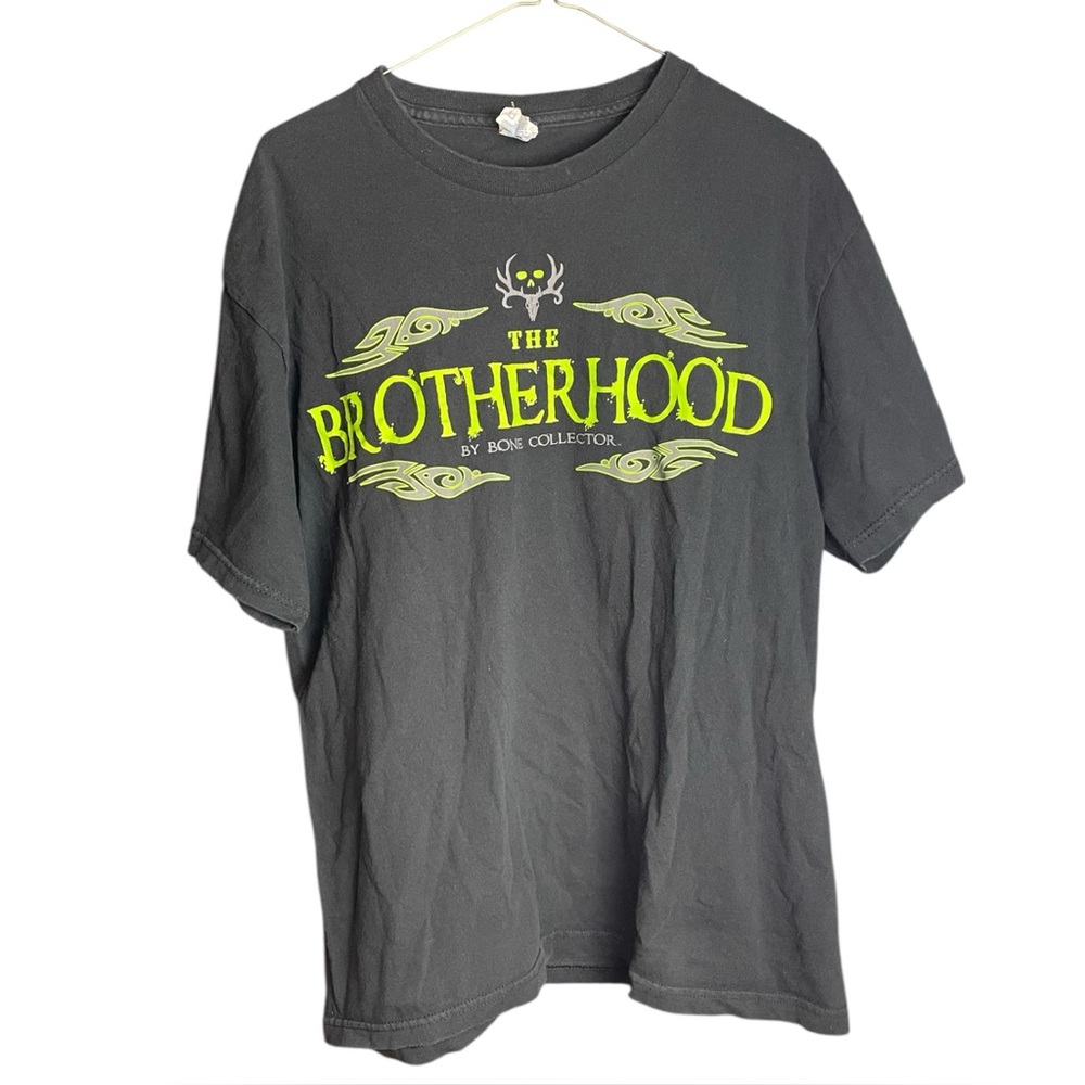 THE BROTHERHOOD BY BONE COLLECTOR PULLOVER TSHIRT MEN'S Large SHORT SLEEVE BLACK